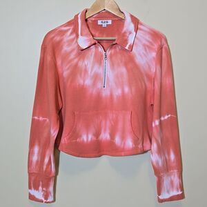 525 America Tie Dye Quarter Zip‎ Neck Pullover Cropped Sweatshirt Beach Coastal
